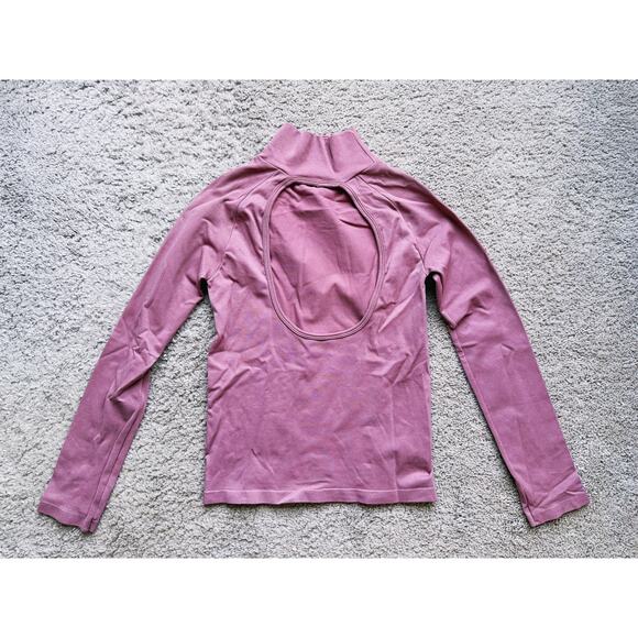 Intimately Free People Ribbed Long Sleeve Turtleneck Top Keyhole Back Pink XS/S - Picture 4 of 6